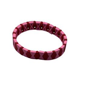 Cooltme Enamel Geometric Pink & Red Stretch Bracelet for Women